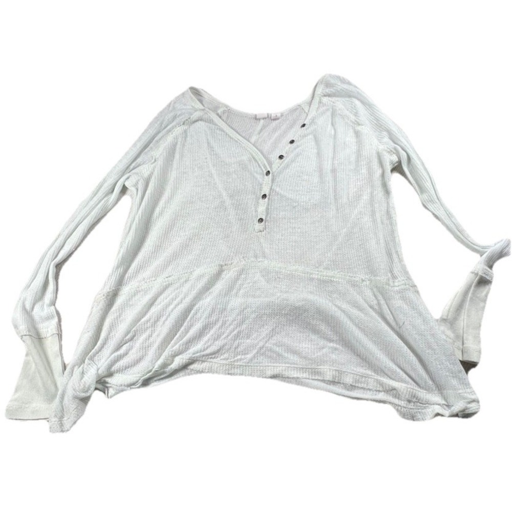 Melrose and Market waffleknit long sleeve button down top seafoam size small